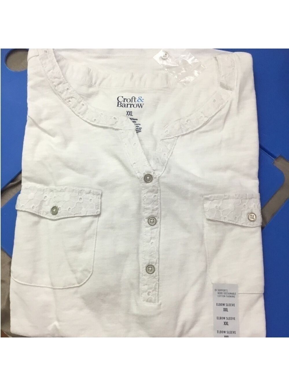 Croft & Barrow roll tan utility henley pullover top Woman’s size XXL - Picture 6 of 12